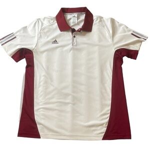 Adidas polo climate cool Shirt Mens White Maroon short sleeve Golf Size XL